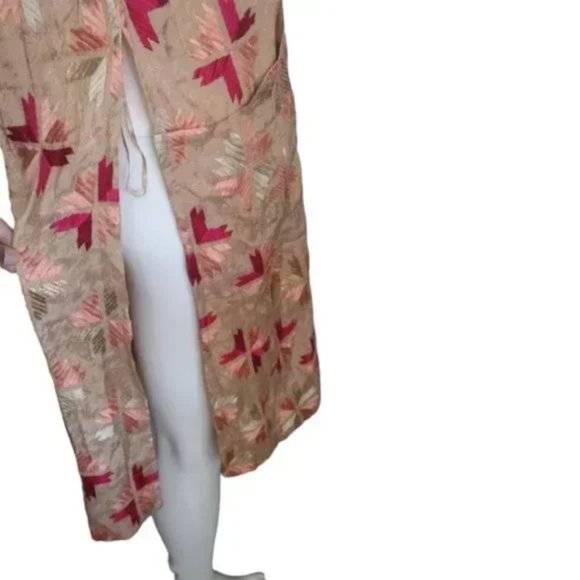 Free People Boho Embroidered Long Tunic Top Women Size 4 - Picture 7 of 9